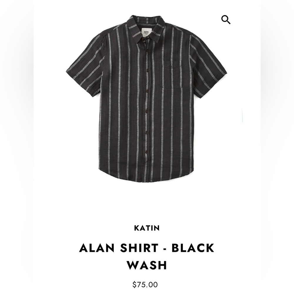 NWT Katin Men's Alan Charcoal Striped Button Down Shirt Linen Cotton Blend - Picture 8 of 8